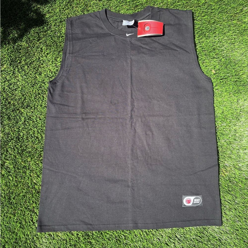 Nike Basketball Black Tank Top T-Shirt with White Swoosh